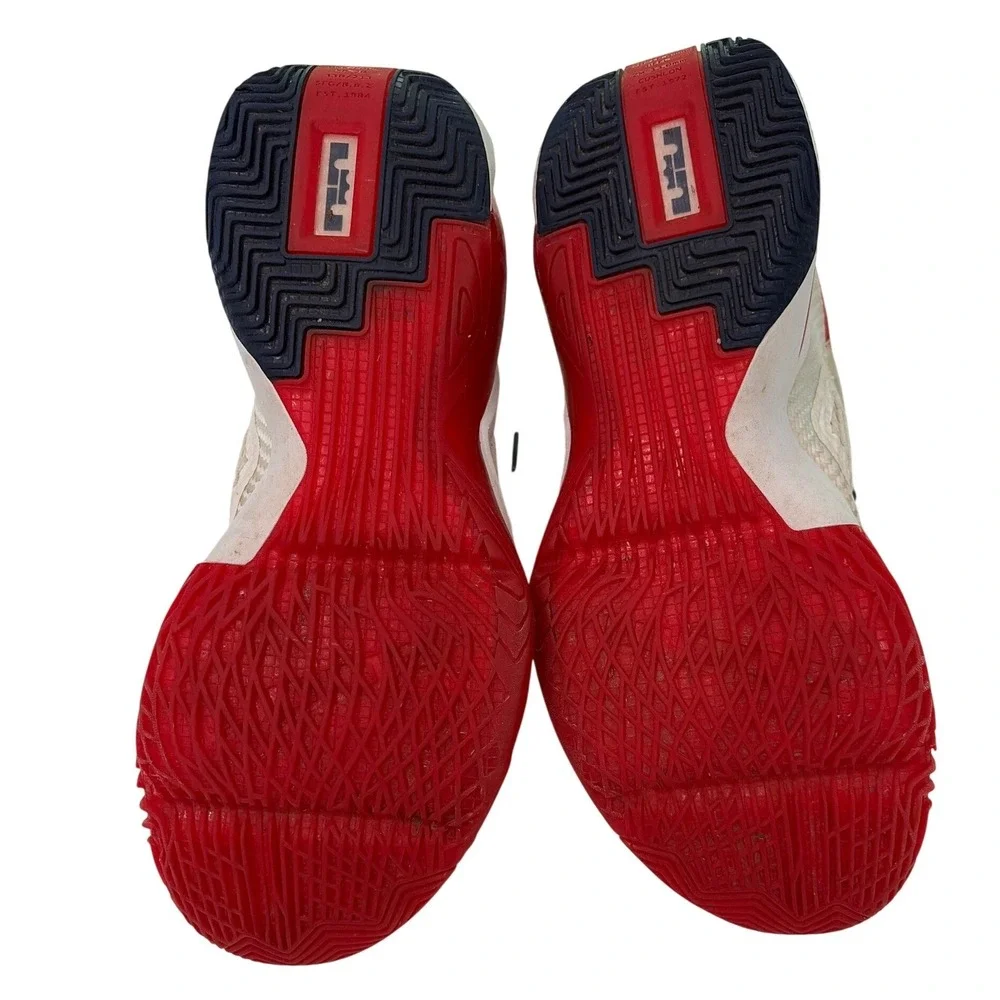 Nike Mens LeBron Soldier 14 Basketball Shoes White Red Navy CK6024-100 Size 9